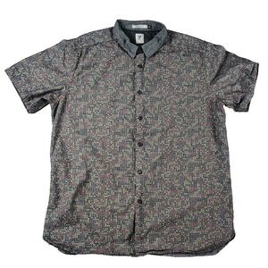 Marc Ecko XL Shirt Cut & Sew Short Sleeve Button‎ Down Polka Dots Mens